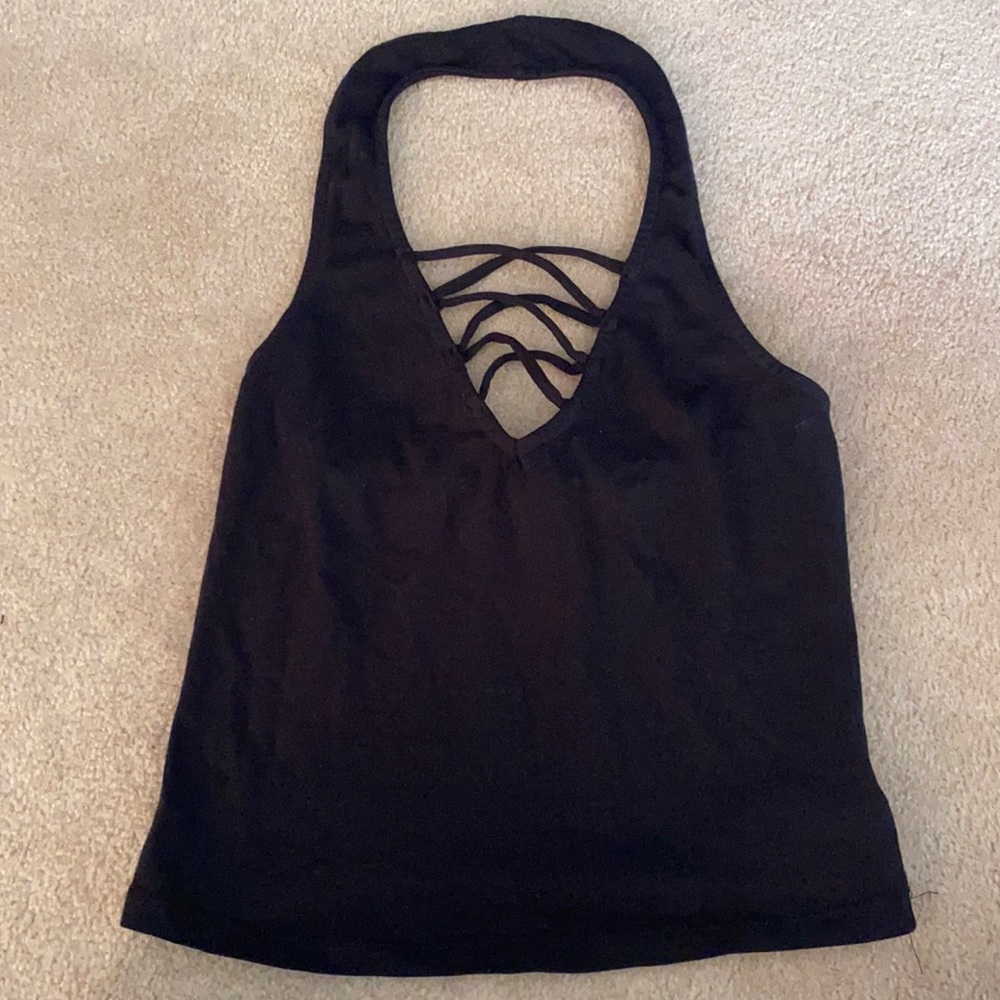Stitches criss cross halter top